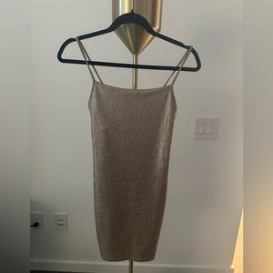 Zara - gold sparkly mini dress - size: 2
